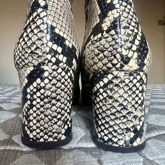 Chie Mihara Naylon Beige Snakeskin Mid Calf Block Heel Boot Women EU 39.5 US 8.5 - Picture 10 of 16